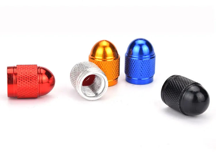 Aluminium alloy mountain bike tyre valve cap in a choice of five colours