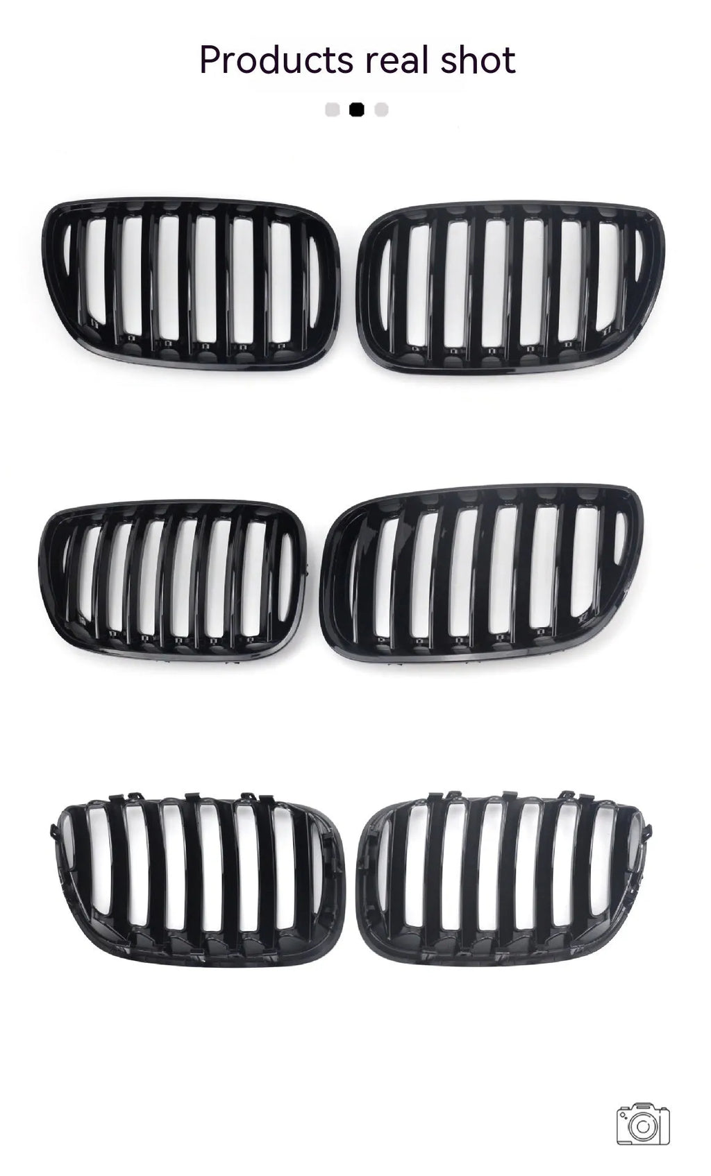 BMW X5 E53 replacement grille kit with 204-middle grid mesh pattern in bright black ABS plastic