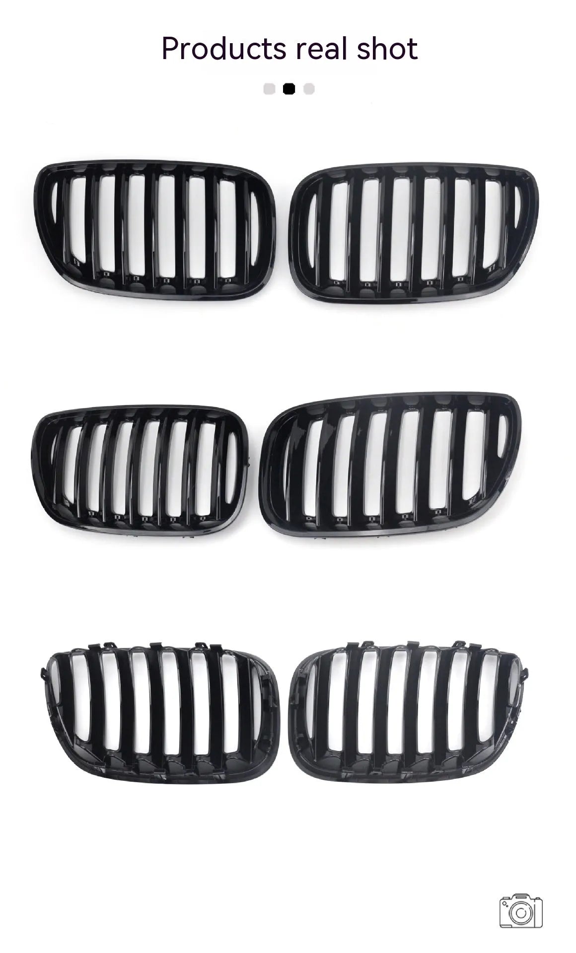 BMW X5 E53 replacement grille kit with 204-middle grid mesh pattern in bright black ABS plastic