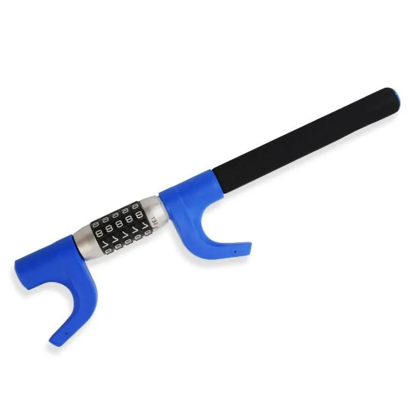 Car anti-theft password steering wheel U-lock in alloy steel construction with black, blue, and red colour options
