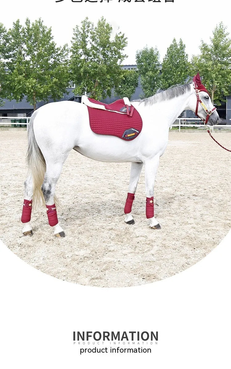 Wool riding saddle pad with shock absorption in wine red colour