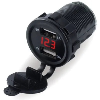 Waterproof motorcycle USB car charger with LED indicators for 12-24V systems