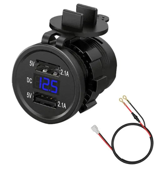 Waterproof motorcycle USB car charger with LED indicators for 12-24V systems
