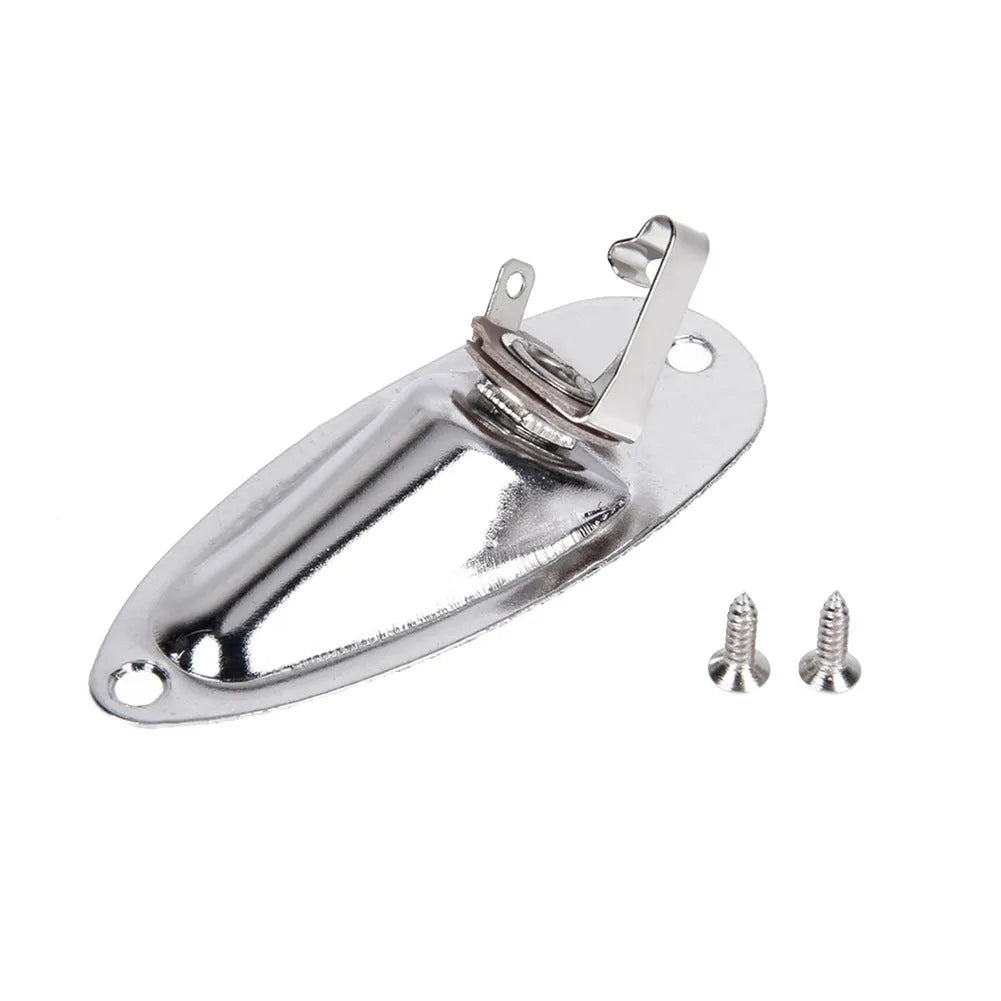 Black and silver electric guitar output jack socket connector for guitar repair