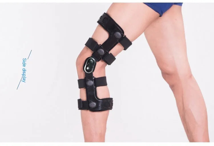Black anterior ligament knee pad supporter showing left and right size options.
