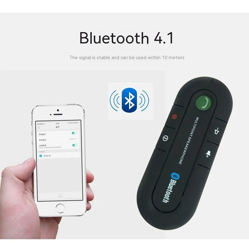 Vehicle-mounted Bluetooth handsfree phone sun visor kit with car charger and USB cable