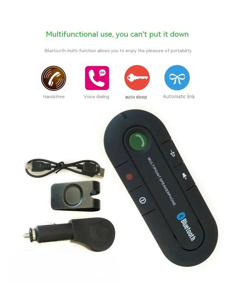 Vehicle-mounted Bluetooth handsfree phone sun visor kit with car charger and USB cable