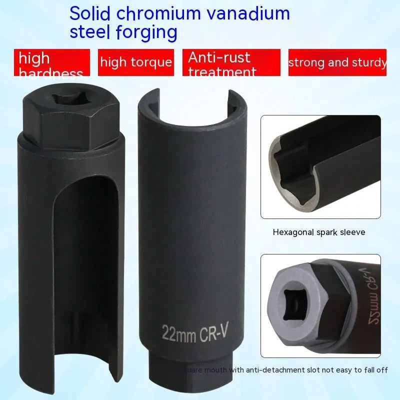 Black chromium vanadium steel oxygen sensor sleeve with 22mm diameter for automotive use