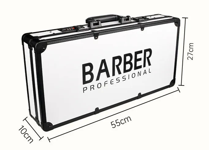 Black PVC storage box for hair tools with measurements showing 55cm length and 27cm height.