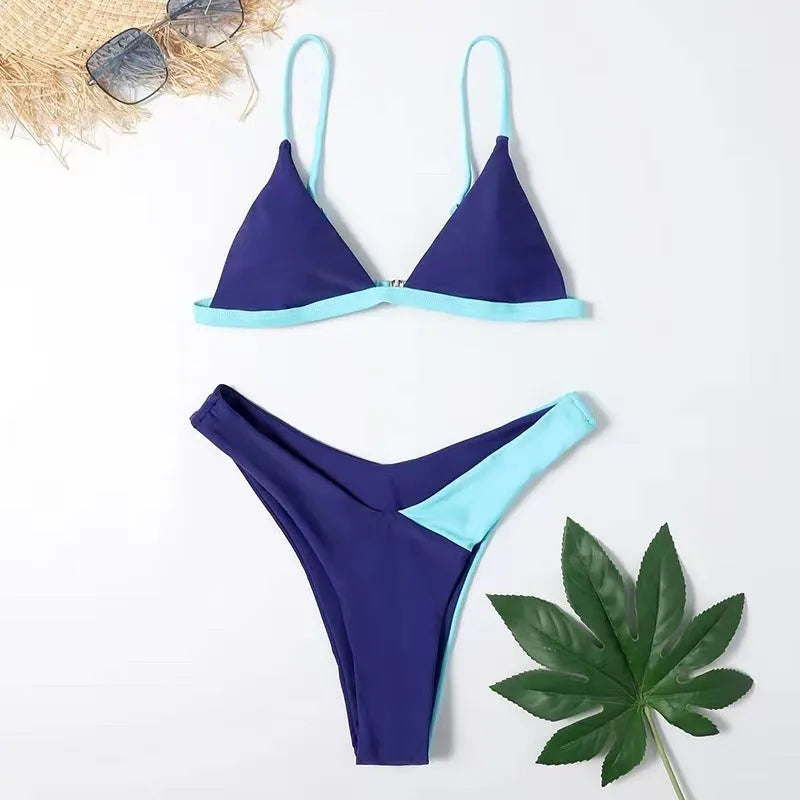 Women's nylon swimsuit briefs bikini set in Pattern 1 and Pattern 2 colours