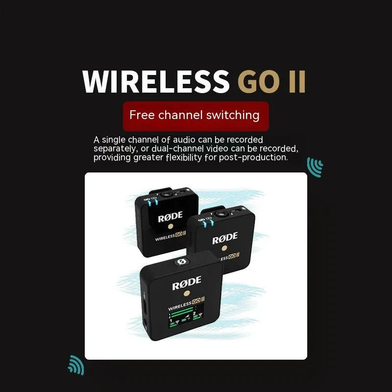 Wireless microphone 2nd generation with collar clip, 1 drag 2, for SLR camera and phone, 200m range, USB Type-C.