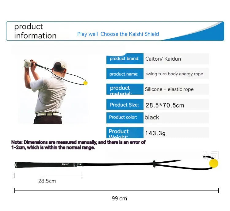 Black silicone golf swing training rope for physical correction practice