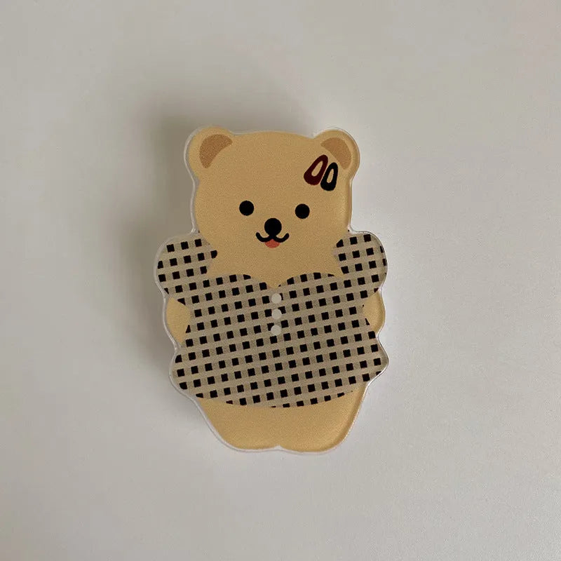 Brown Bear Series airbag bracket mobile phone holder in white epoxy resin, universal style, one piece