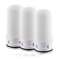 White diatom ceramic water filter element measuring 43mm square by 100mm long