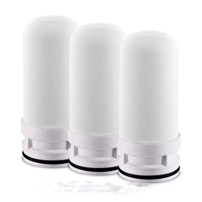 White diatom ceramic water filter element measuring 43mm square by 100mm long