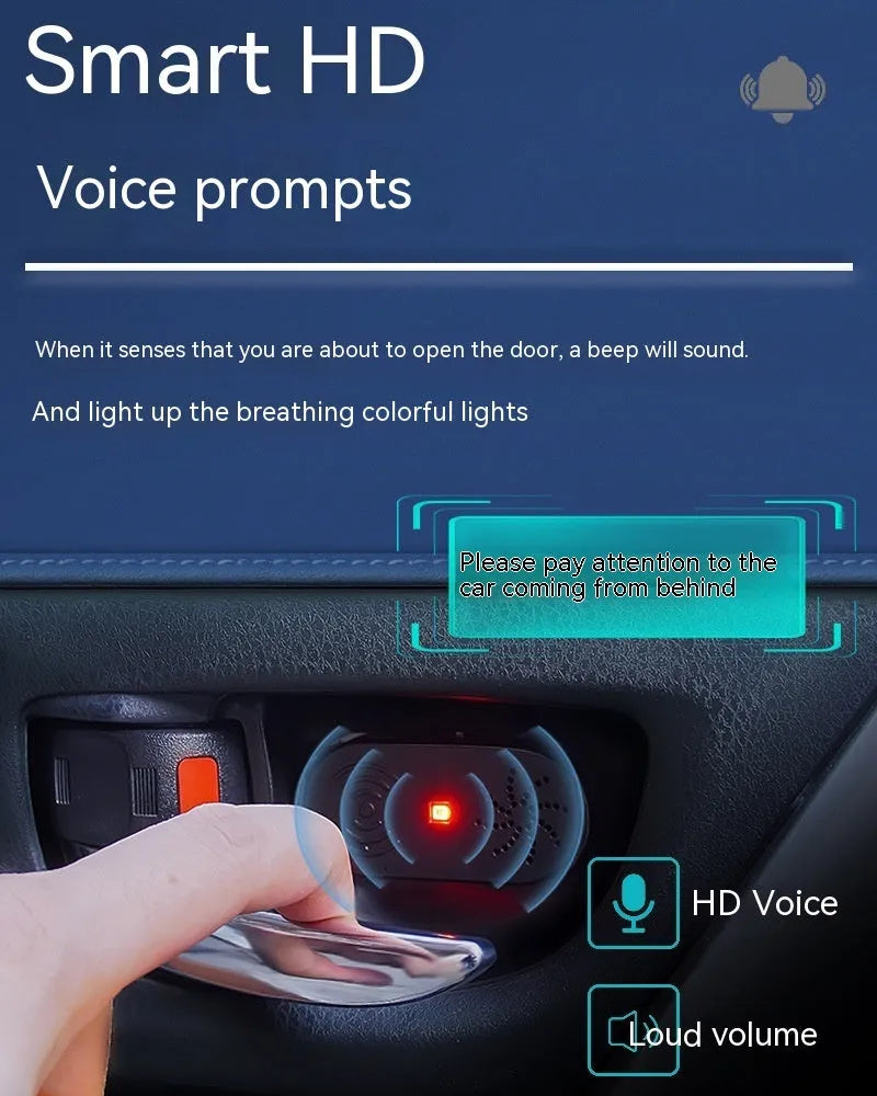 Black car door reminder with infrared sensor for vehicle safety warnings