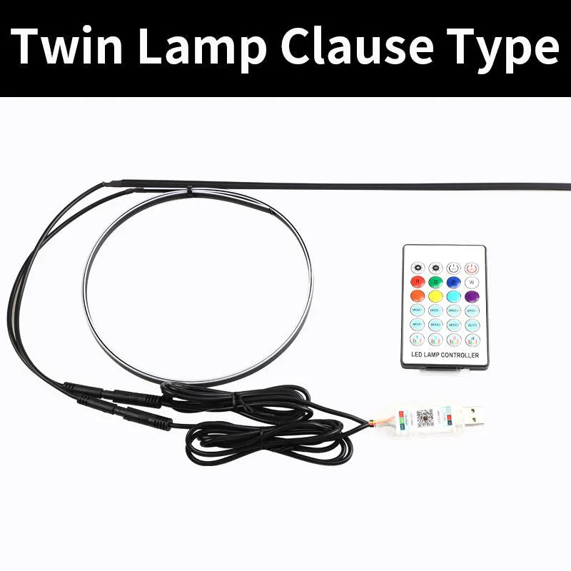 110cm RGB car ambience light strip with remote control for dashboard and footwell installation