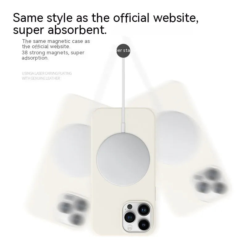 Liquid silicone magnetic phone case with frosted finish in Antique White for Apple iPhone