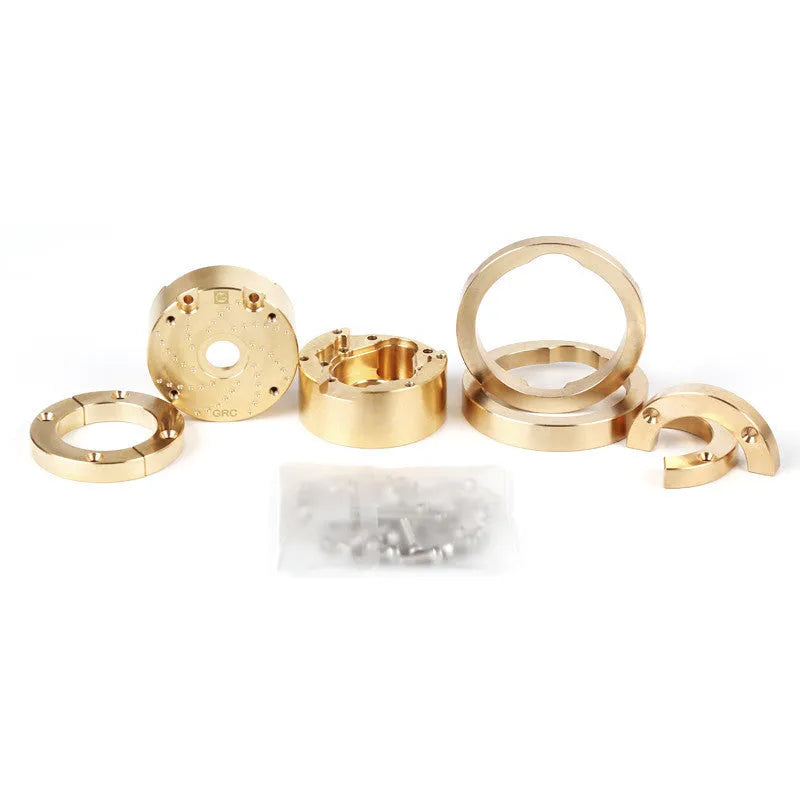 Brass gearbox cover component for toy axle door mechanisms