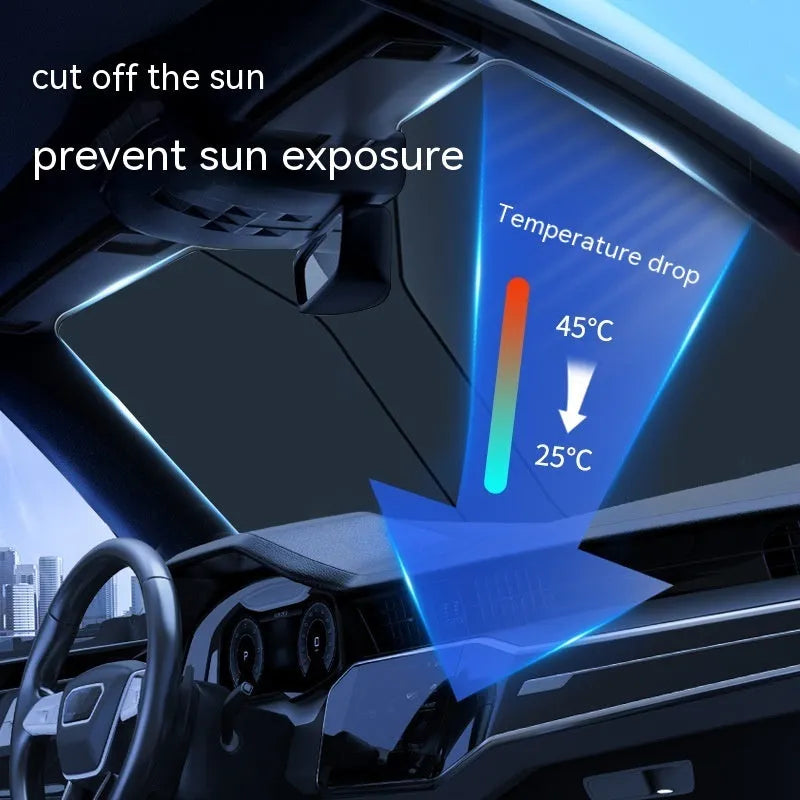Aluminium foil car sunshade for universal windscreen protection, small size 136x65cm, silver pastebrushing finish