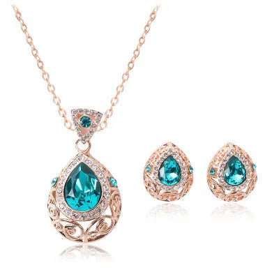 Hollow pattern alloy jewelry set in picture colour for women