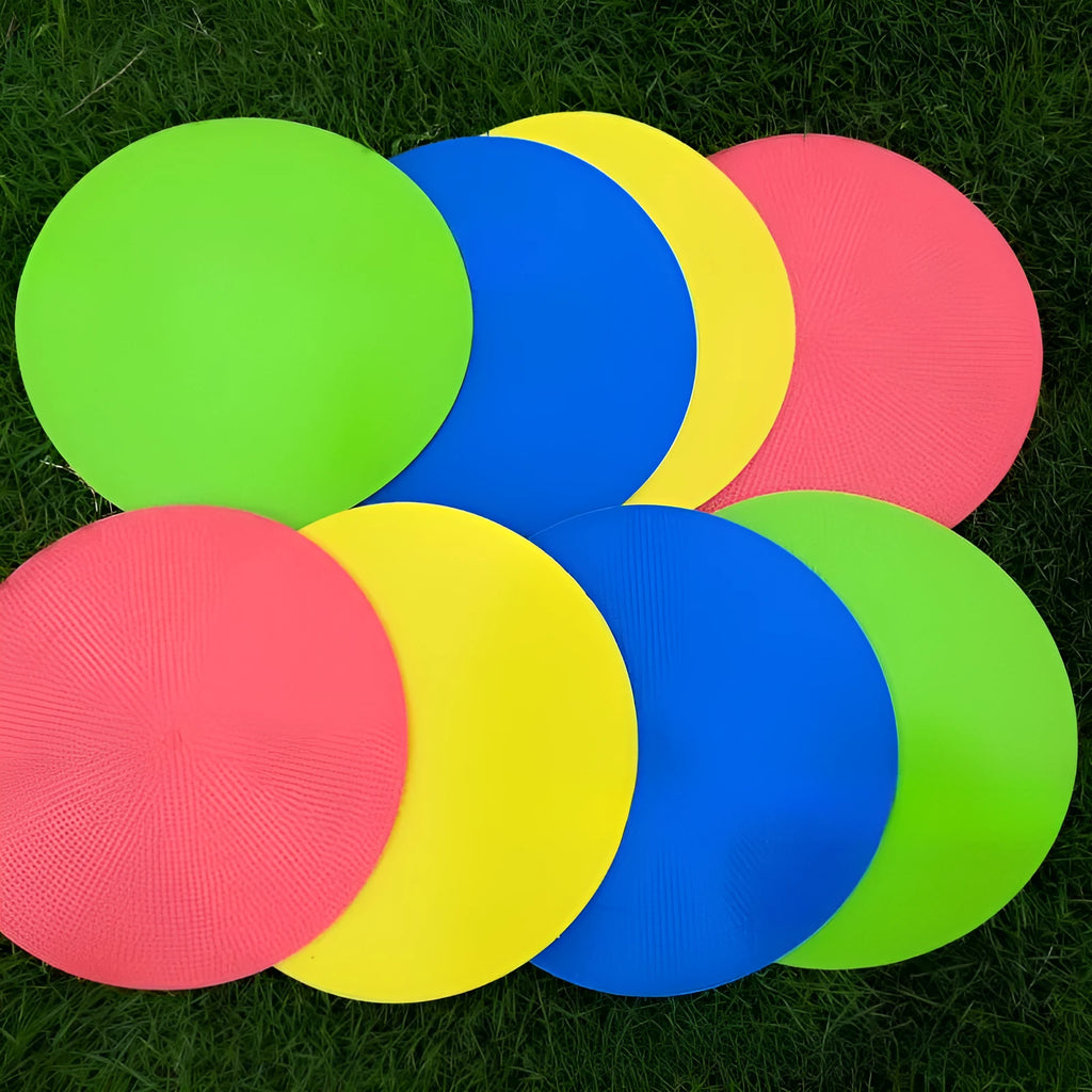 23cm diameter football training marker pad in multiple colours for field drills