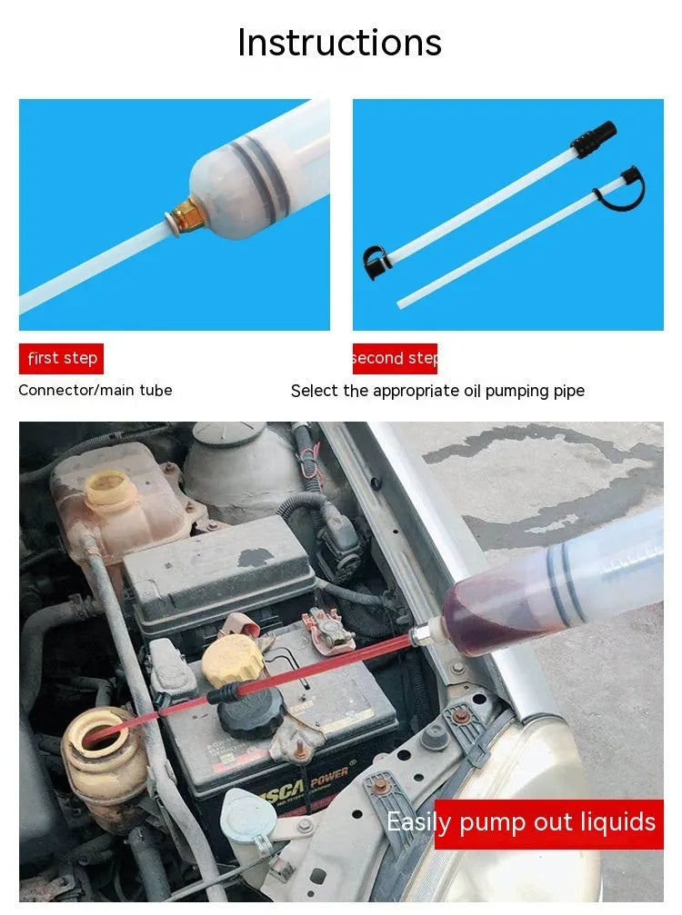 Manual oil pumping machine with syringe barrel for fluid suction and injection