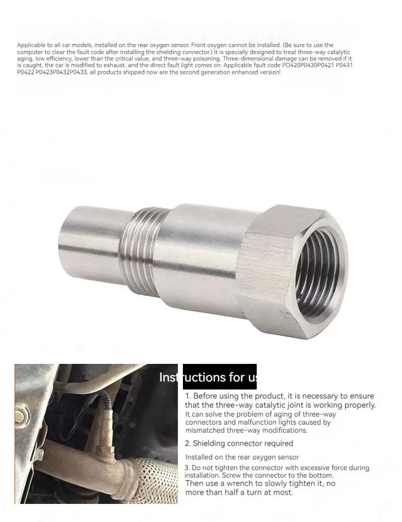 304 stainless steel oxygen sensor connector adapter on a white background