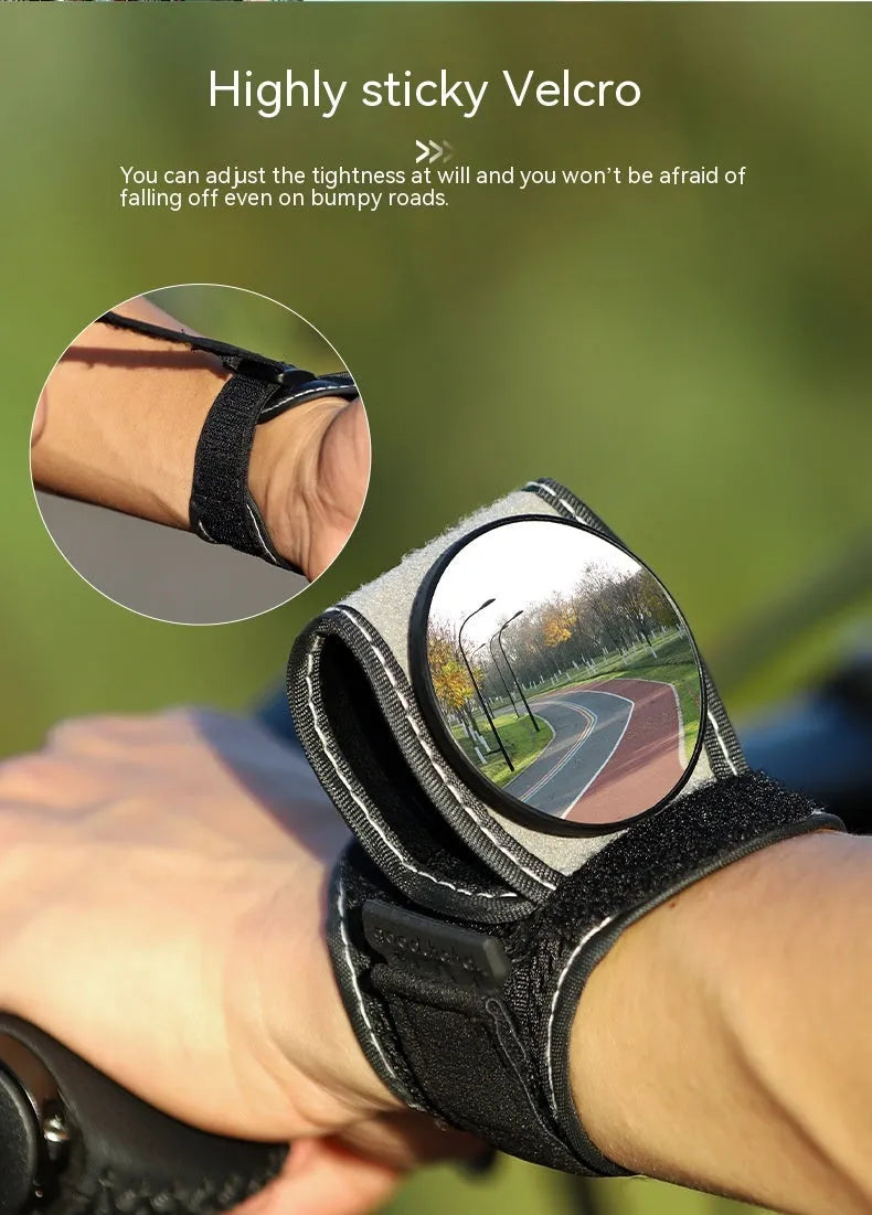 Black nylon bicycle wrist rear-view mirror for cycling safety