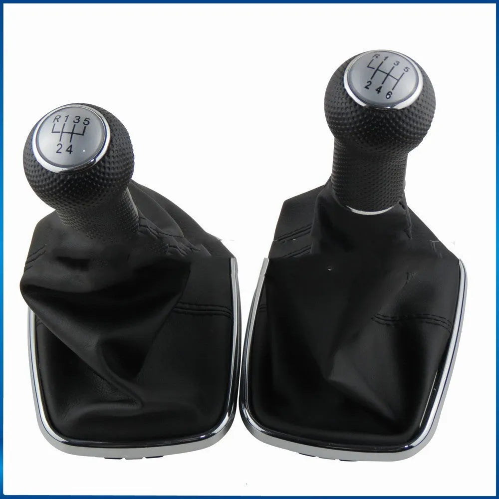 Silver and black ABS plastic 6-speed manual gear shift knob for Volkswagen Mk4.