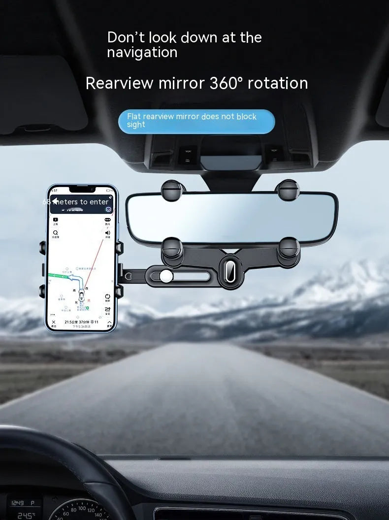 Black ABS automobile rear view mirror bracket with folding rod mechanism