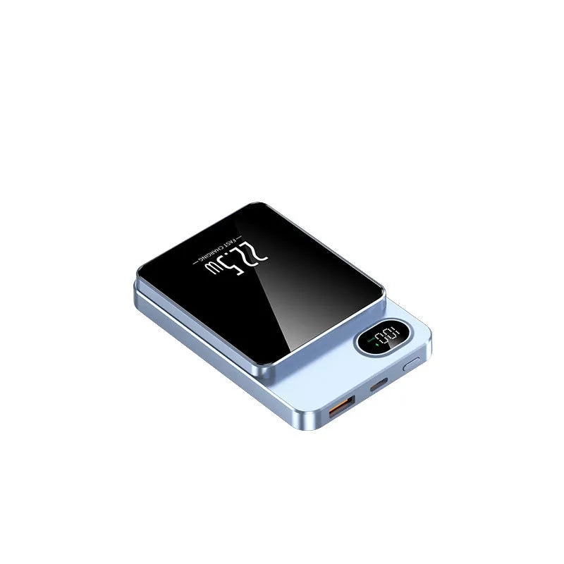 Super fast charge magnetic wireless power bank with alloy shell, 10000mAh, black colour, compact design