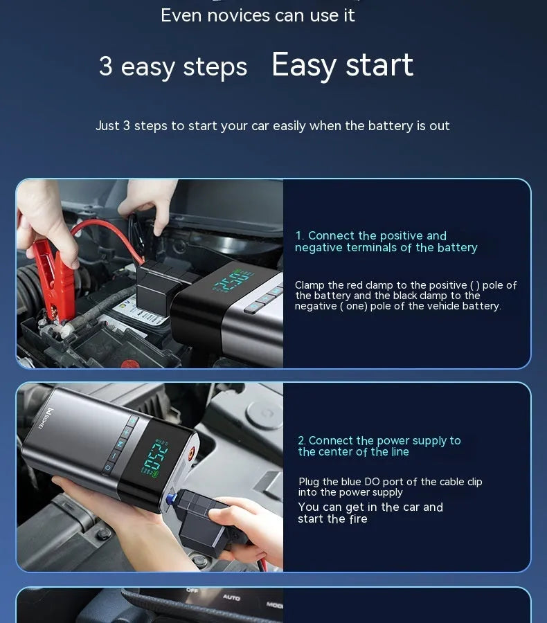 12400mAh automobile emergency start power source with aluminium alloy shell and accessories