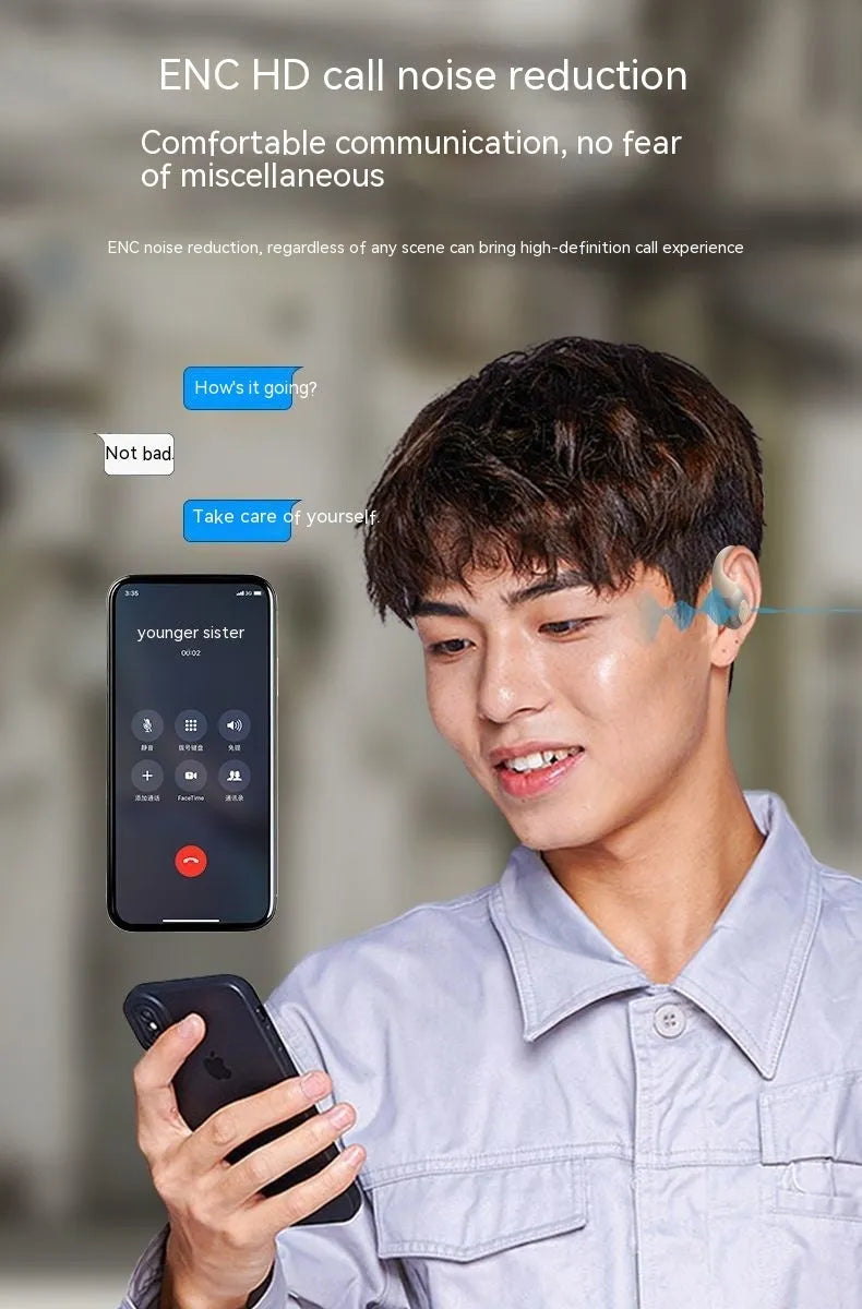 Ear-mounted sports Bluetooth headset with ear hook, PC ABS body, liquid silicone earpiece, in black – front view