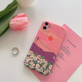 Red liquid silicone iPhone case with sunrise scenery design and TPU back cover