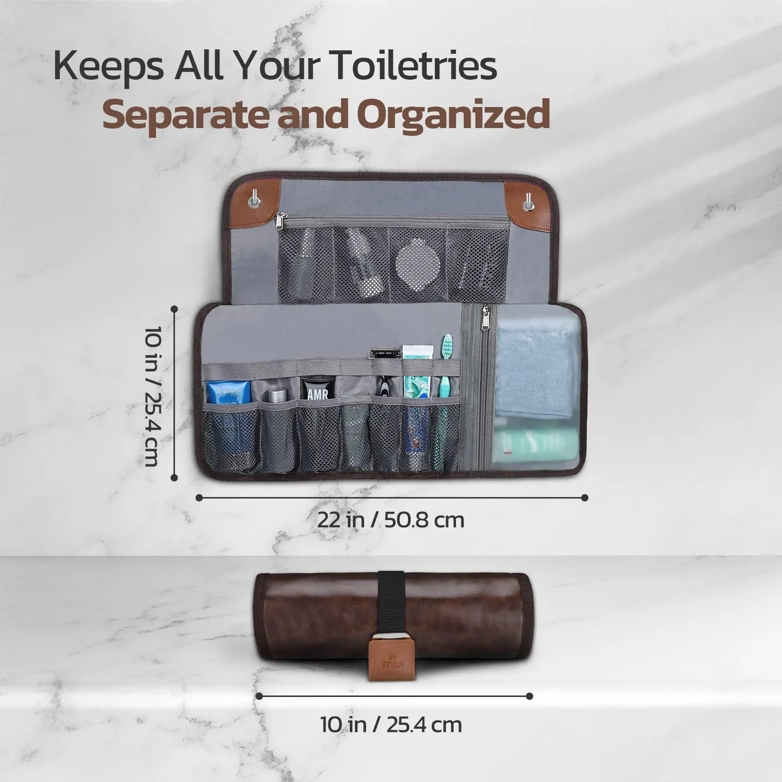 Men's black portable reel wash bag with buggy design and PU material