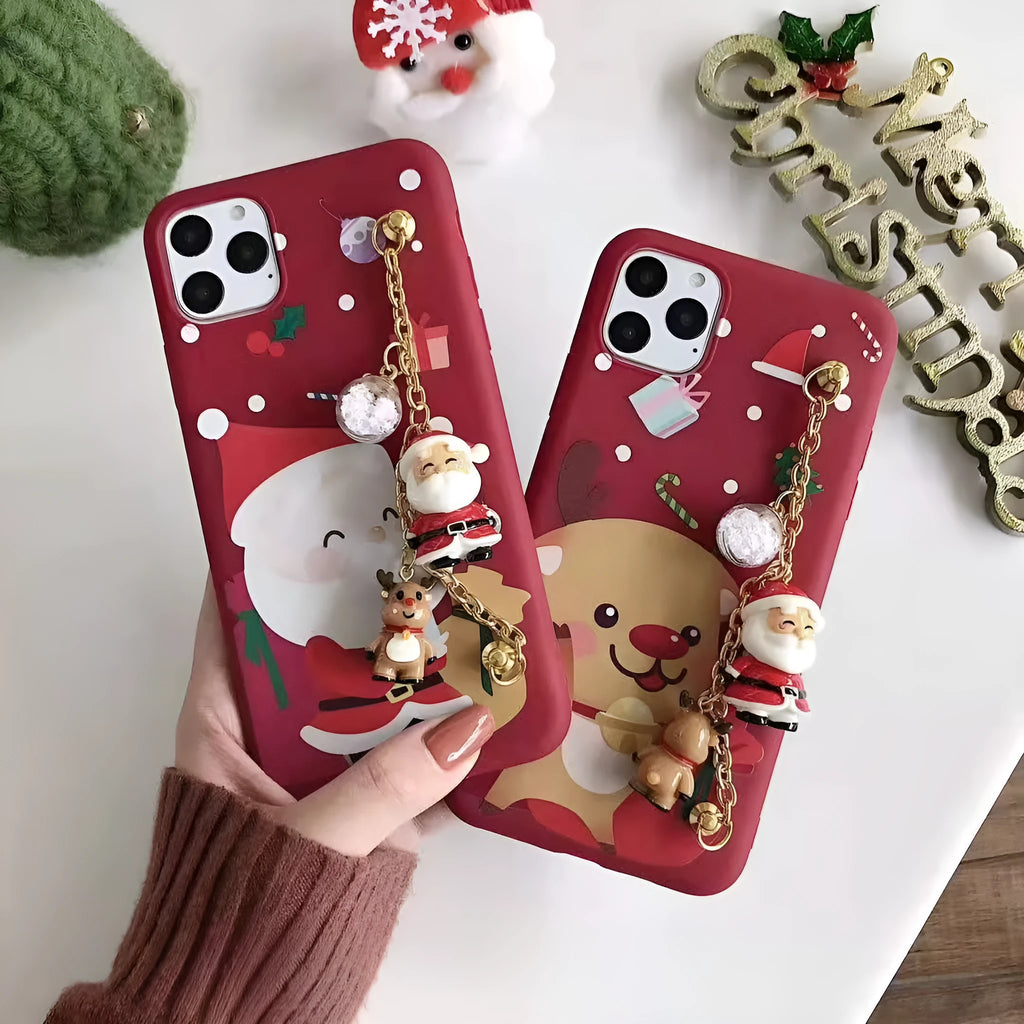 Cartoon Santa Claus silicone back cover phone case for iPhone in Deer colour option