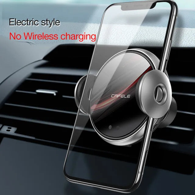 Black wireless car charger phone holder with Qi standard, 63-88mm phone width