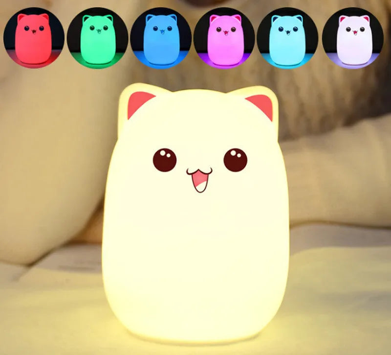Silicone bear night light in blue or pink, 100x100x135mm, with clap or remote control and USB charging cable
