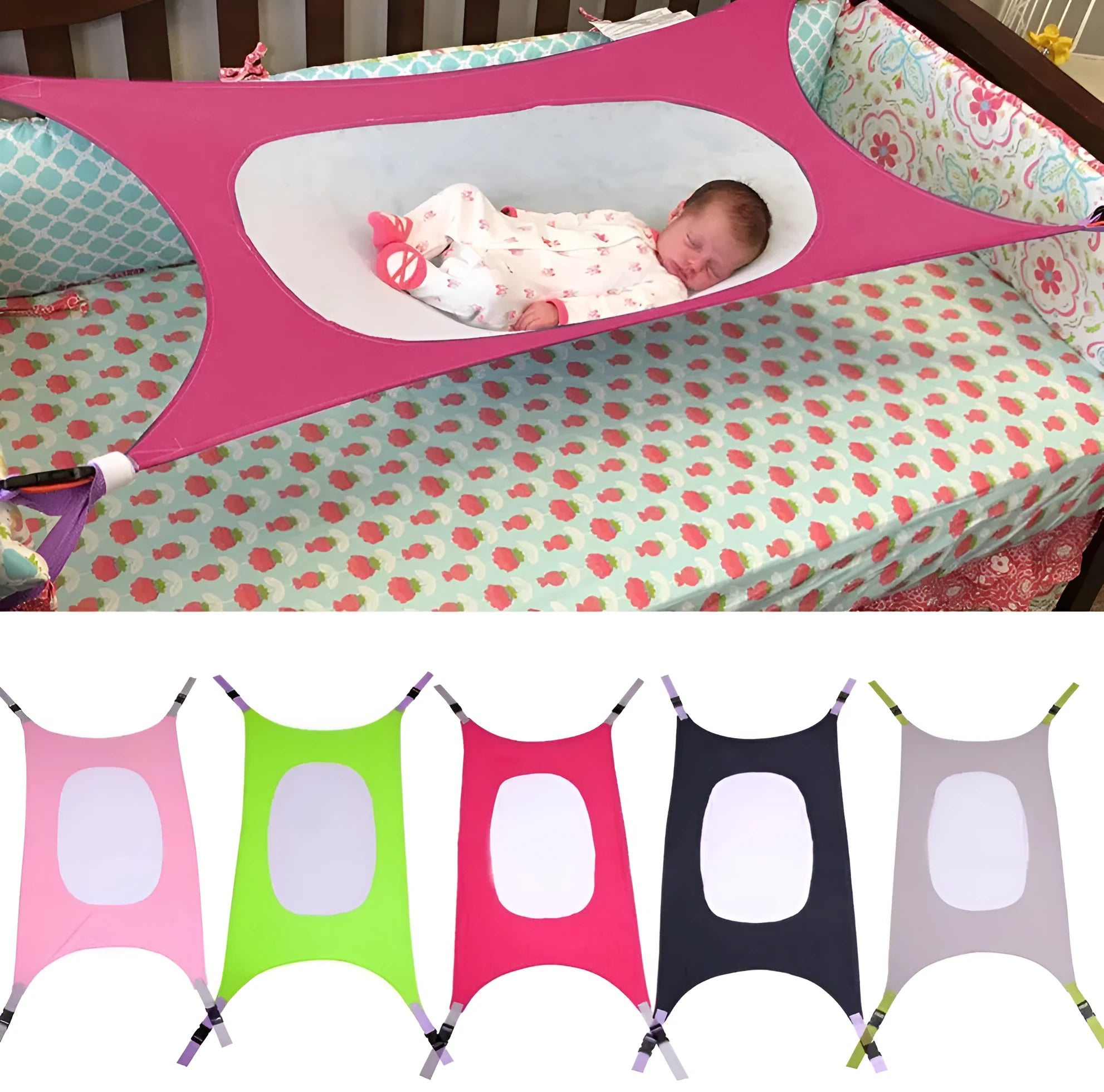 104x76cm crushed velour baby crib hammock attached to crib with SIDS risk reduction design