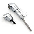 Silver 105 degree right angle driver with 1/4in hex shank and magnetic lock for tight-space screwdriving