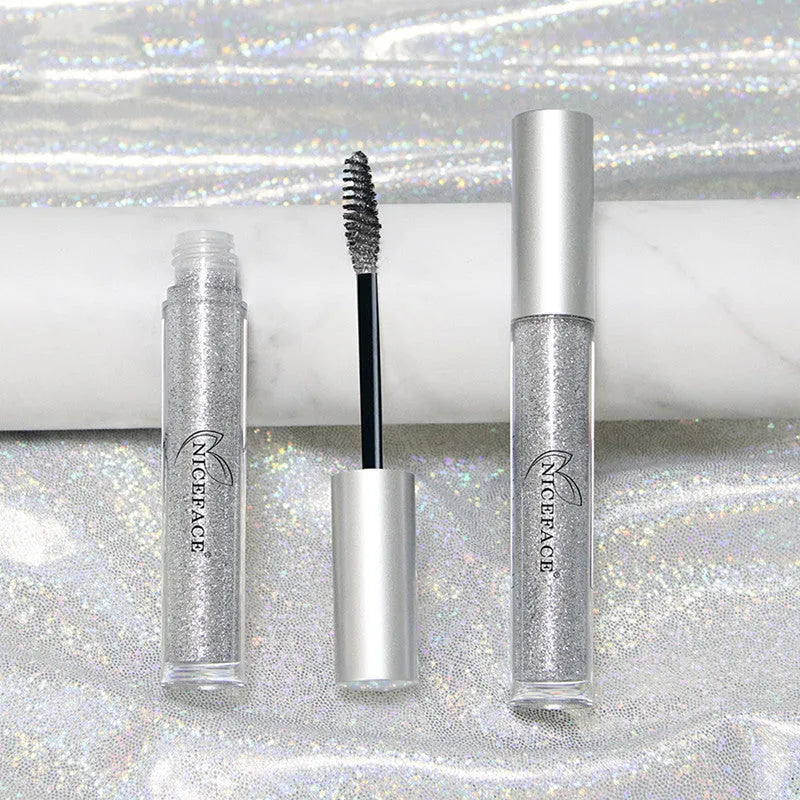 NICEFACE Diamond Shimmer Mascara in Silver – standard tube with silver sparkle wand