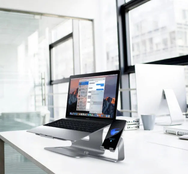 Silver desktop lazy bracket metal monitor riser 26x24x19cm on desk