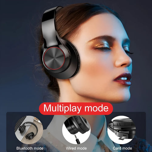 A11 wireless Bluetooth headset in blue or white colours with bilateral stereo design and head-mounted style