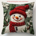 Christmas linen cushion cover with elk and rabbit cartoon pattern, 45x45cm, modern simplicity style, festive sofa decor