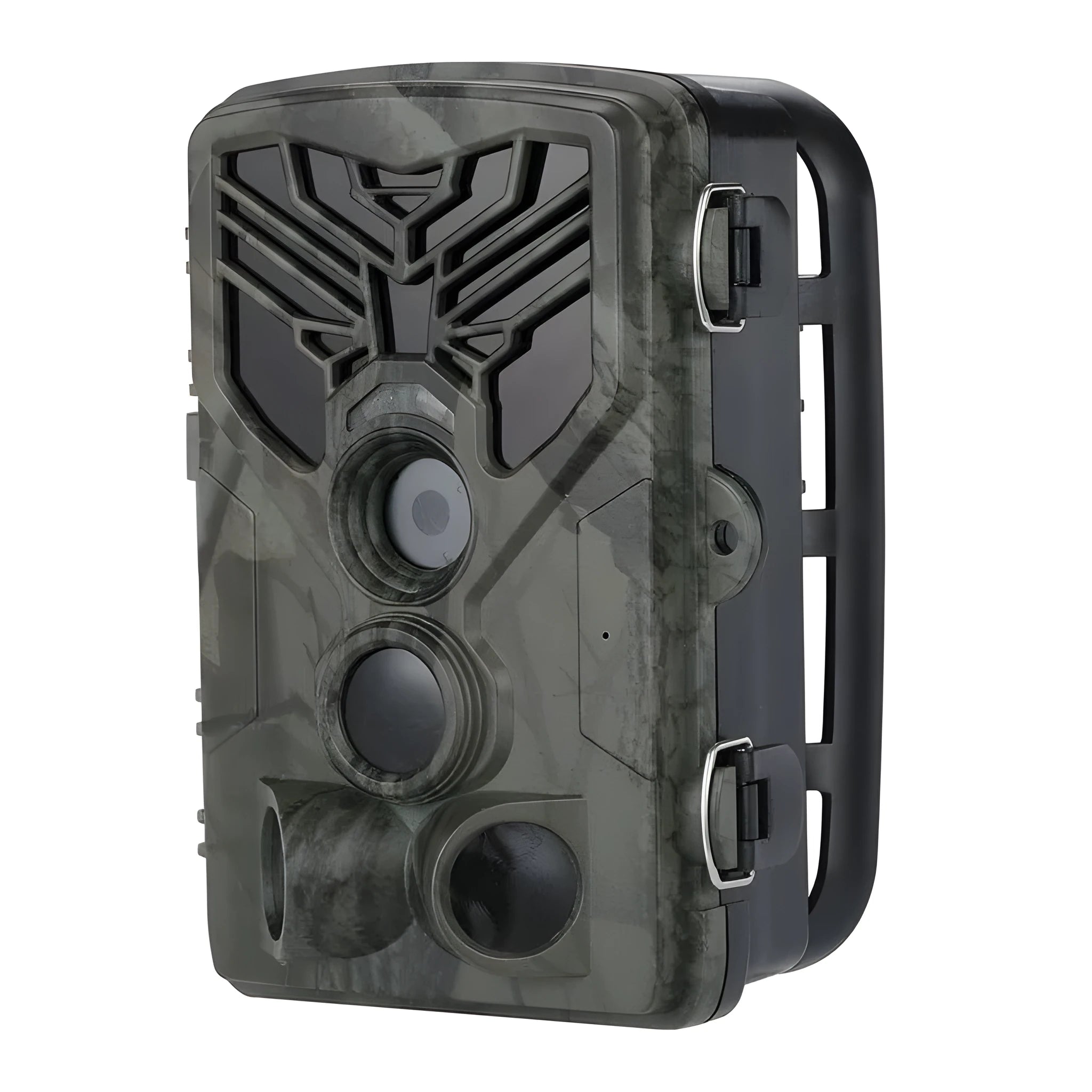 WiFi830 hunting camera with camouflage design showing display screen and lens