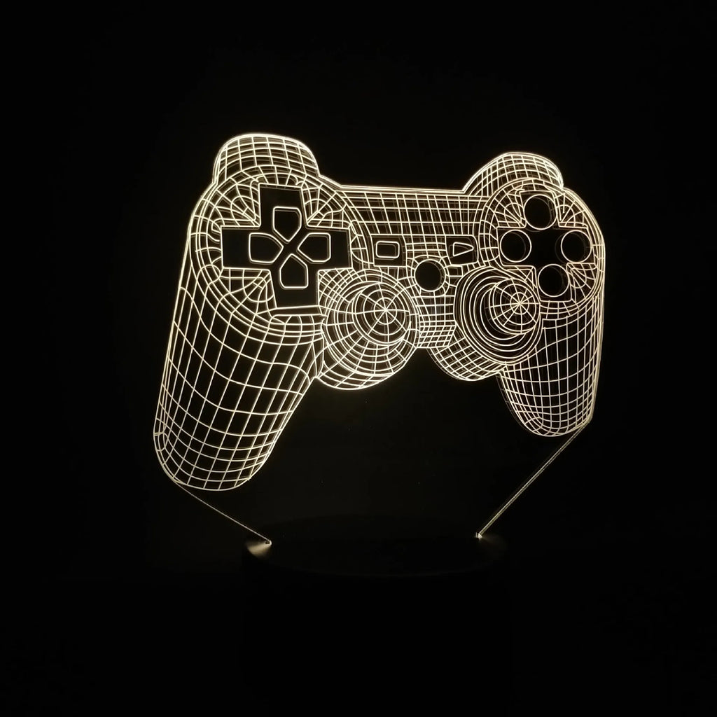 Gamepad 3D night light with acrylic board and ABS base, seven colours, touch and remote control, 200x150x87mm