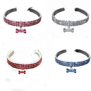 New Pet Collar Diamond Mixed Color Elastic Dogs And Cats Necklace Ornament in multiple colours on white background