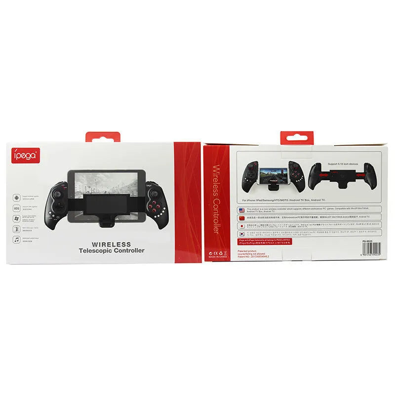 Wireless telescopic gamepad controller extended to hold mobile phone with ABS plastic construction