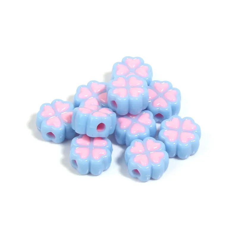 15mm acrylic love clover craft beads with frosted finish in various colours